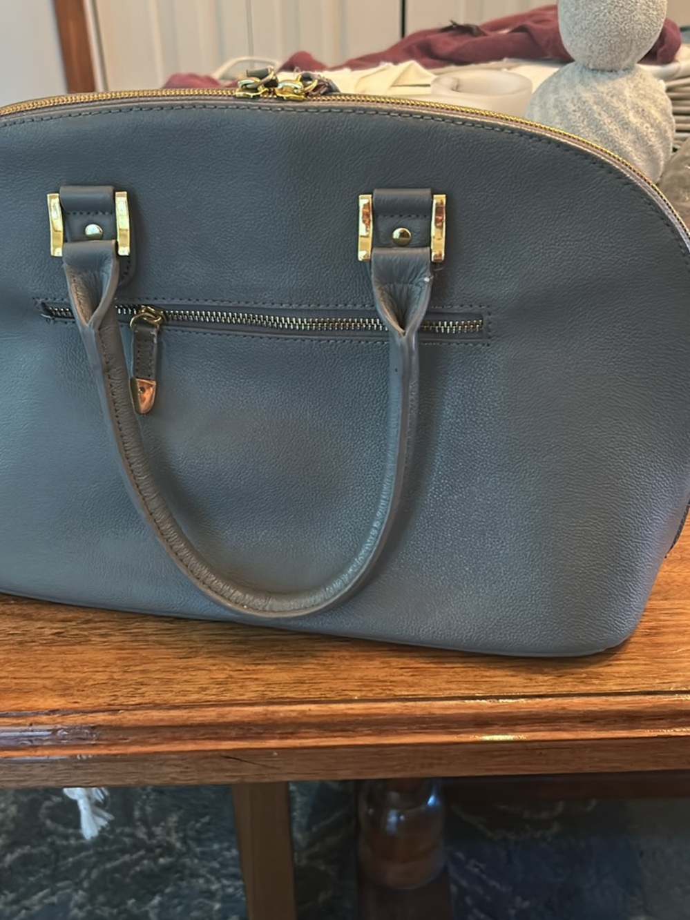 Joy & Iman Slate Gray Dome Satchel Handbag